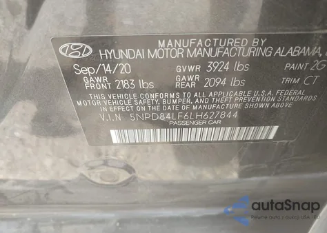 2020 Hyundai Elantra Sel from USA, damaged, VIN 5NPD84LF6LH627844